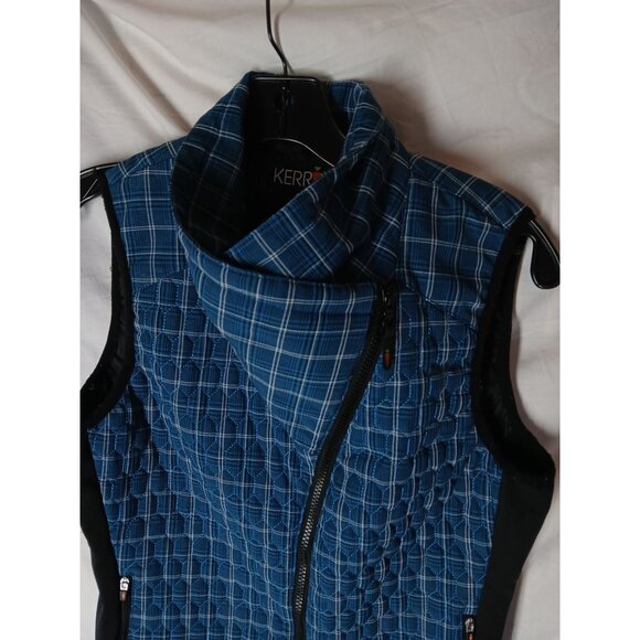 Kerrits Womens Quilted Blue Plaid Riding Vest S Asymmetrical Equestrian Riding - Picture 11 of 16